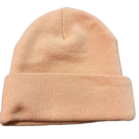 NEW BOYS LIE BEANIE HAT FOLDOVER ORANGE RED PINK LOGO PATCH NWT - Picture 3 of 4